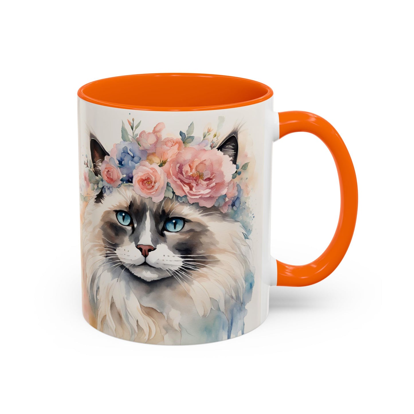 Floral Siamese Cat 04 Accent Coffee Mug - 11oz Perfect for Cat Lovers & Gifts