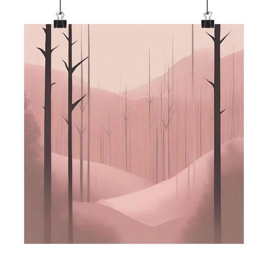 Lonely Forest Pink 17 Matte Square Posters