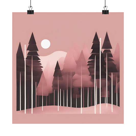 Lonely Forest Pink 05 Matte Square Posters