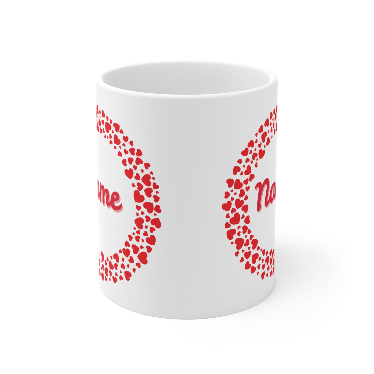 (Personizable) Hearts Valentines Mug Ceramic 11oz