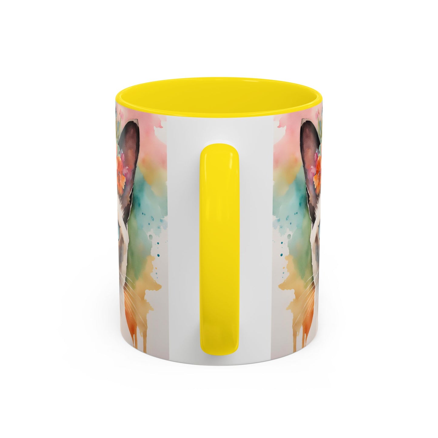 Floral Siamese Cat 02 Accent Coffee Mug - 11oz Perfect for Cat Lovers & Gifts