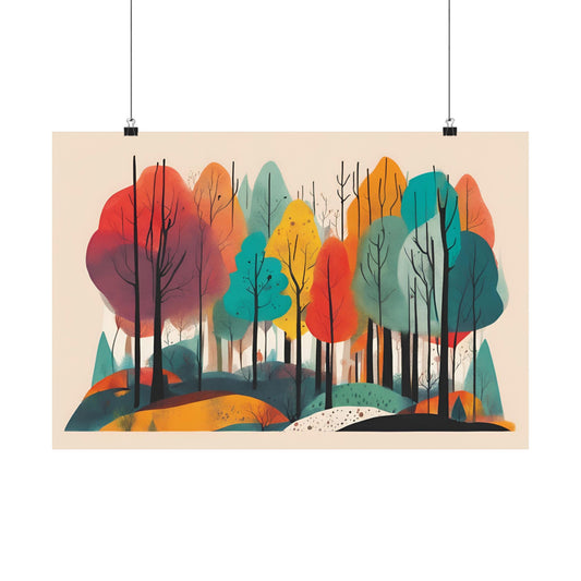 Retro forest 3 Matte Horizontal Posters