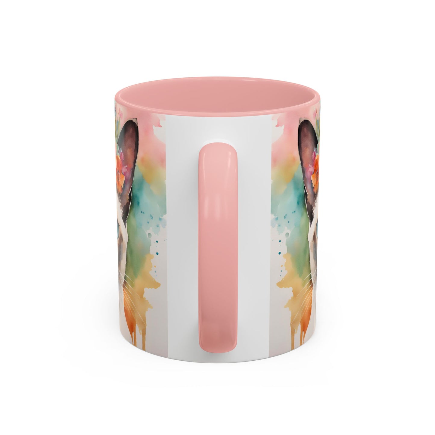 Floral Siamese Cat 02 Accent Coffee Mug - 11oz Perfect for Cat Lovers & Gifts