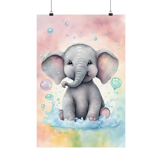 Nursery Elephant having a Bath 2 Matte Vertical Posters