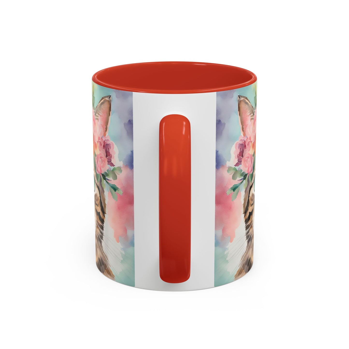 Floral Tabby Cat 01 Accent Coffee Mug - 11oz Perfect for Cat Lovers & Gifts