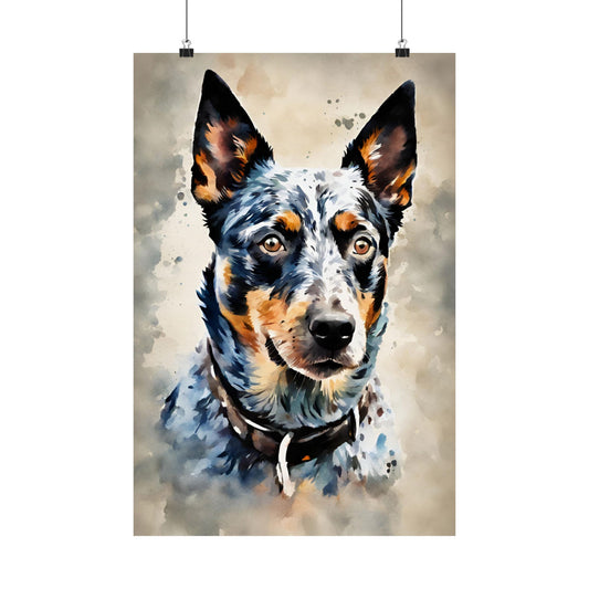 Dogs Australian Blue Heeler 02 Matte Vertical Poster