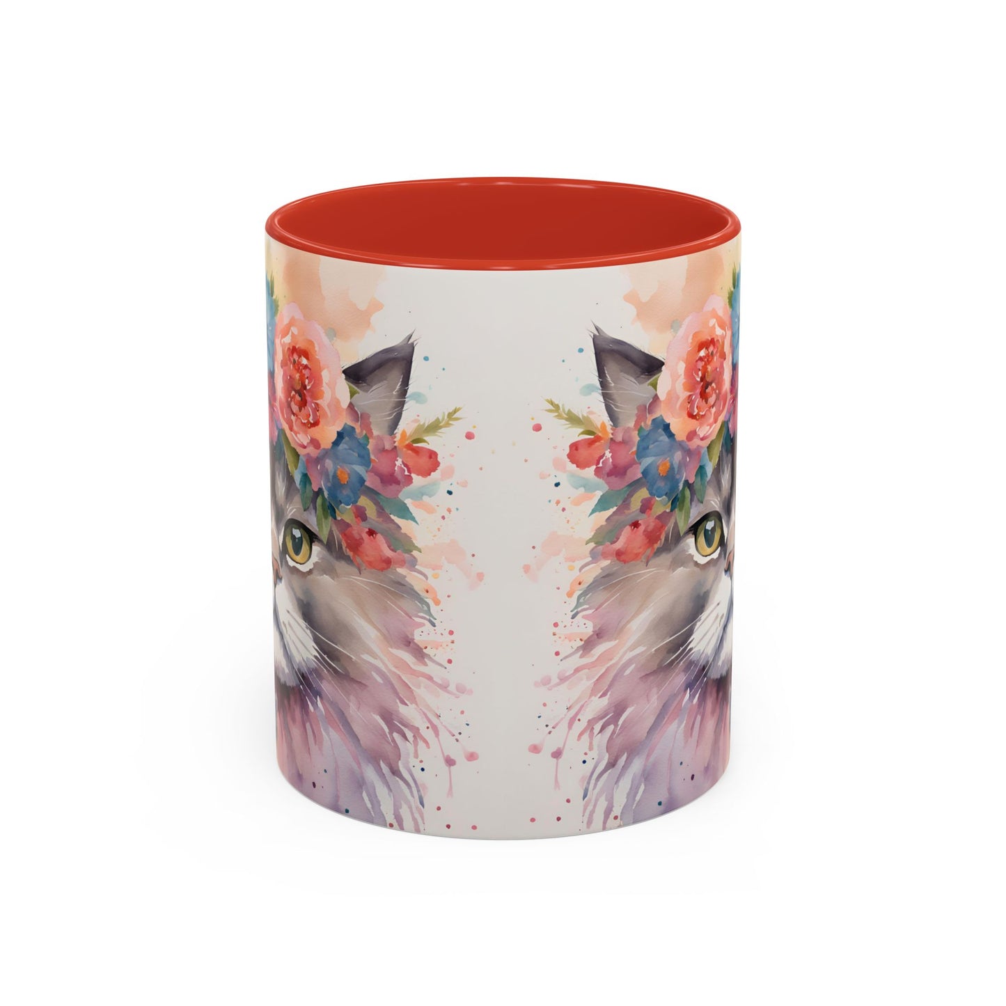 Floral Siamese Cat 03 Accent Coffee Mug - 11oz Perfect for Cat Lovers & Gifts