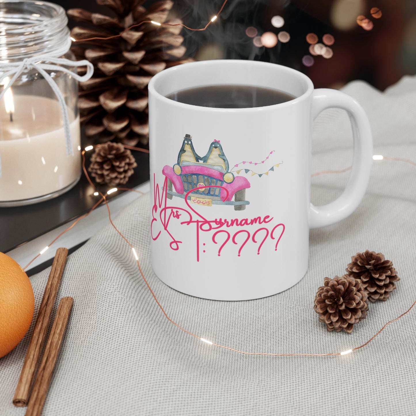 (Personalizable) Mrs/Mr (Surname) EST: (Date) Valentines Mug Ceramic 11oz