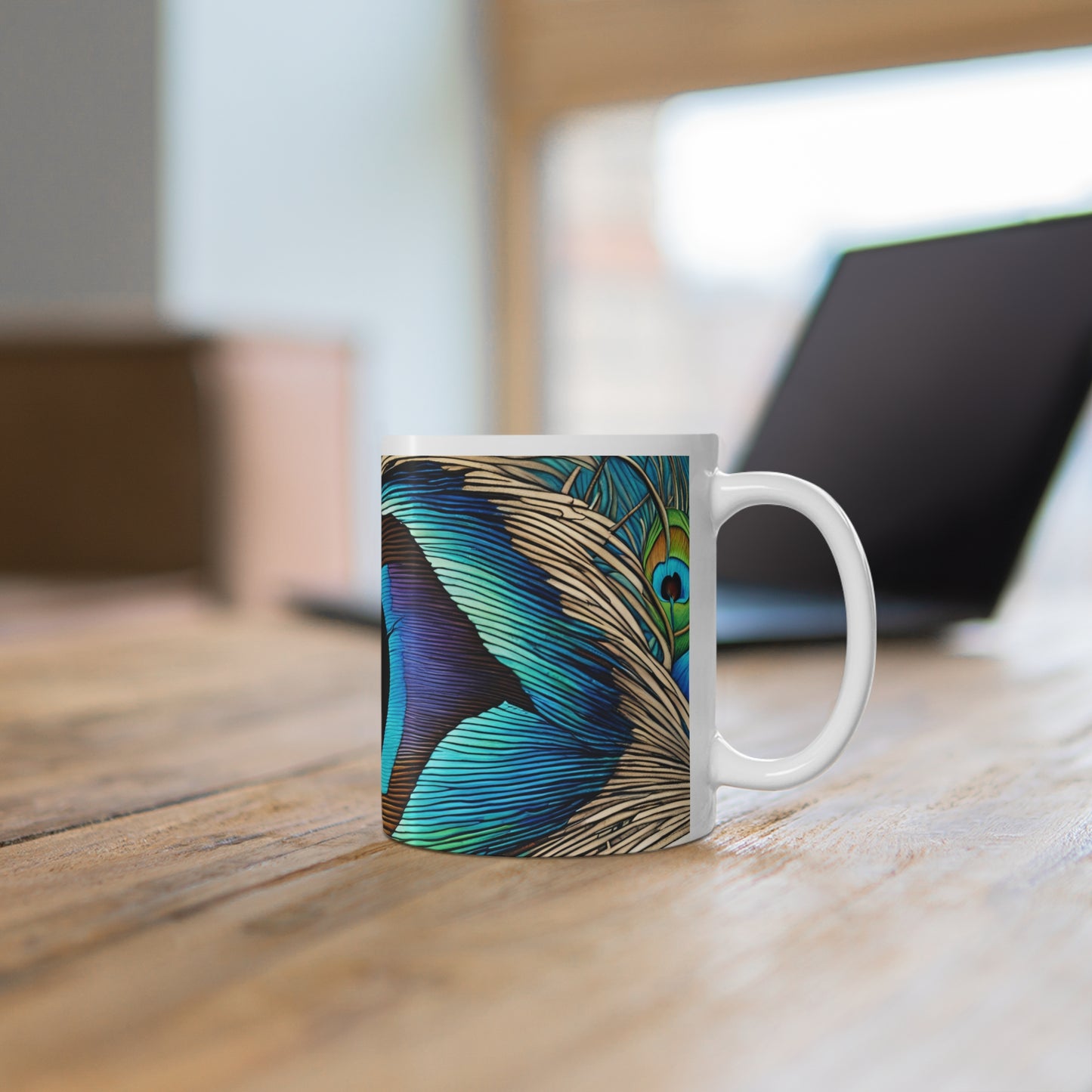 Peacock Feather 02 Mug - Nature's Beauty Collection
