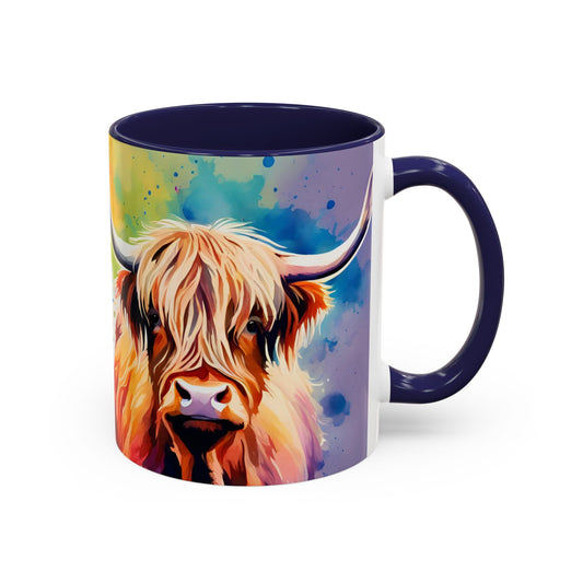 Multicoloured Highland Cow 1 Accent Mug 11oz