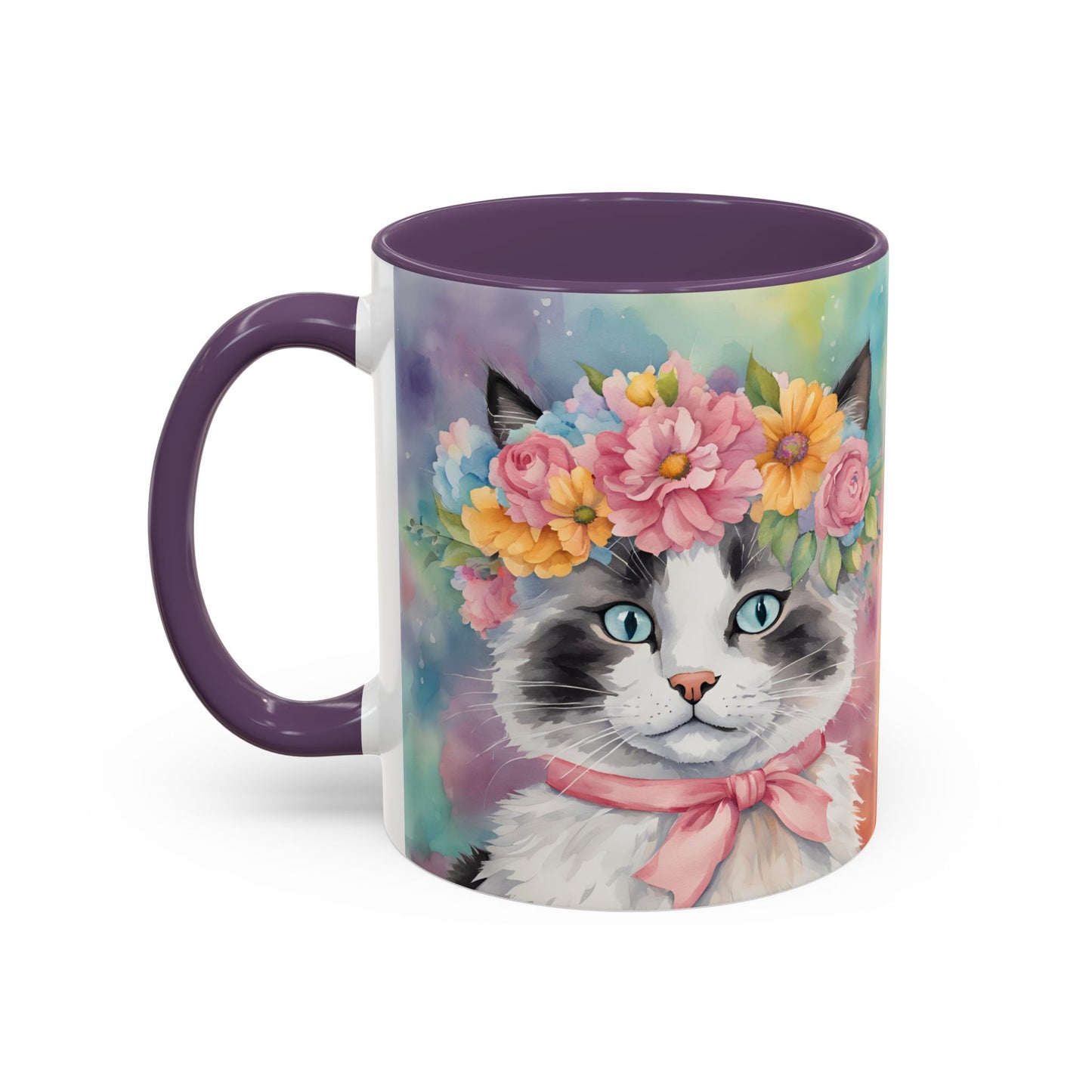Floral Rag Doll Cat 04 Accent Coffee Mug - 11oz Perfect for Cat Lovers & Gifts