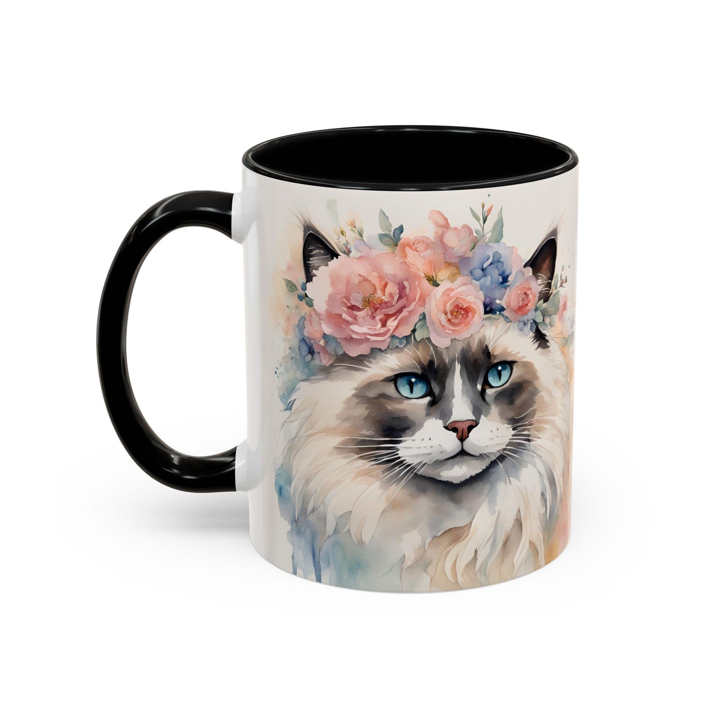 Floral Siamese Cat 04 Accent Coffee Mug - 11oz Perfect for Cat Lovers & Gifts