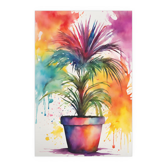 Multicolored Pot Plant 4 Indoor and Outdoor Silk Poster