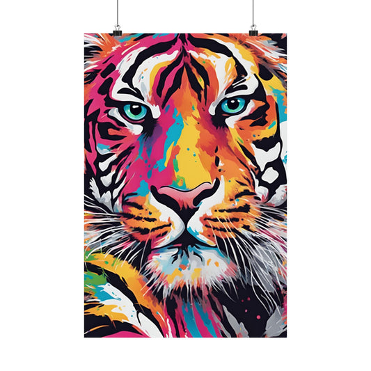 Multicolored Tiger 3 Matte Vertical Poster