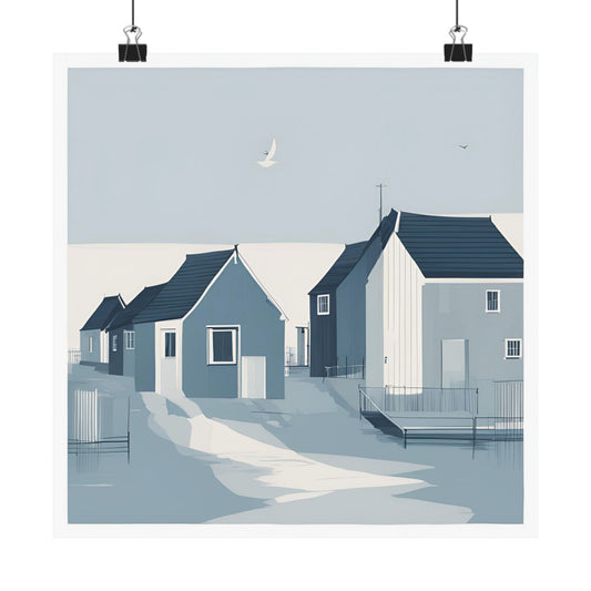 By The Sea Blue 2 Matte Square Posters