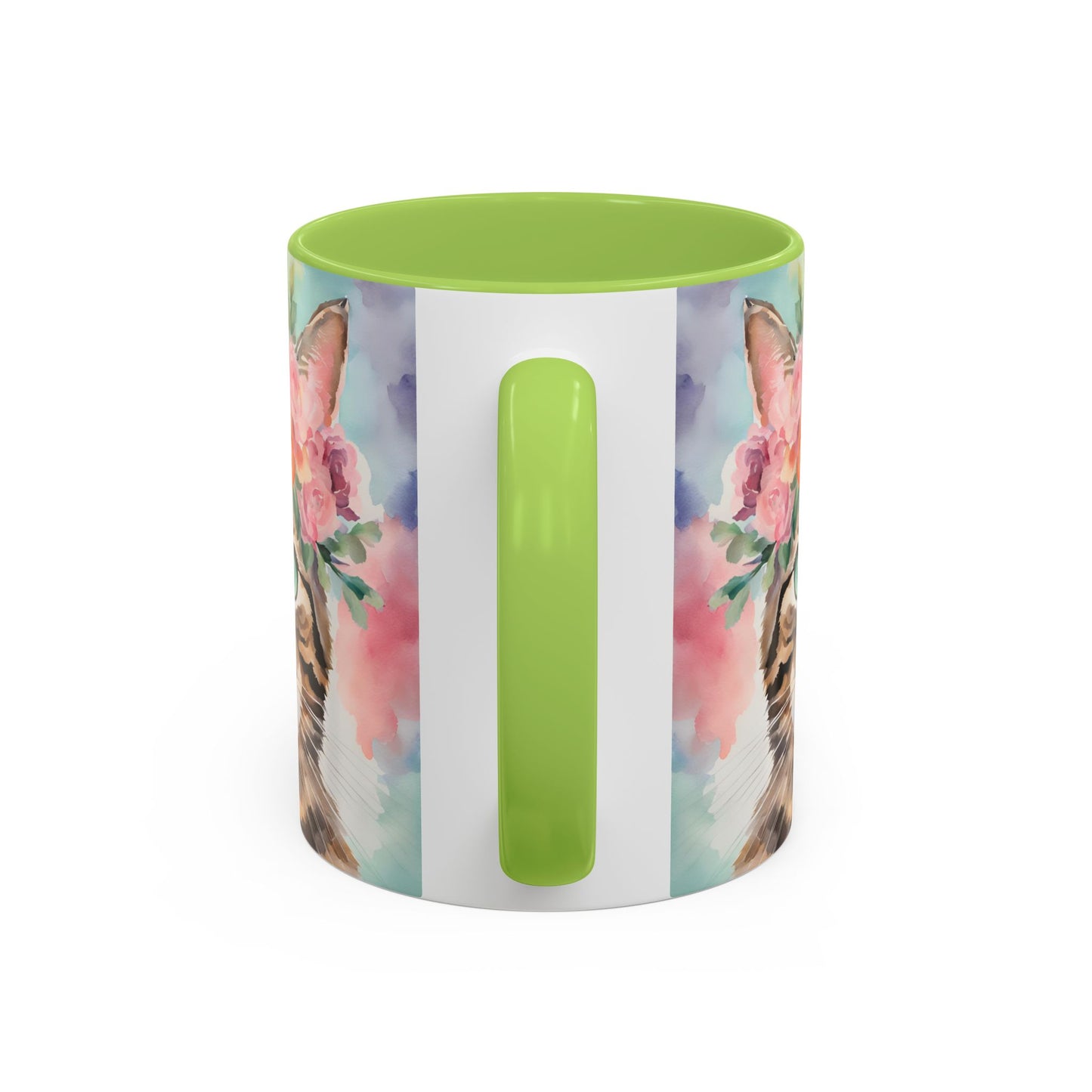 Floral Tabby Cat 01 Accent Coffee Mug - 11oz Perfect for Cat Lovers & Gifts