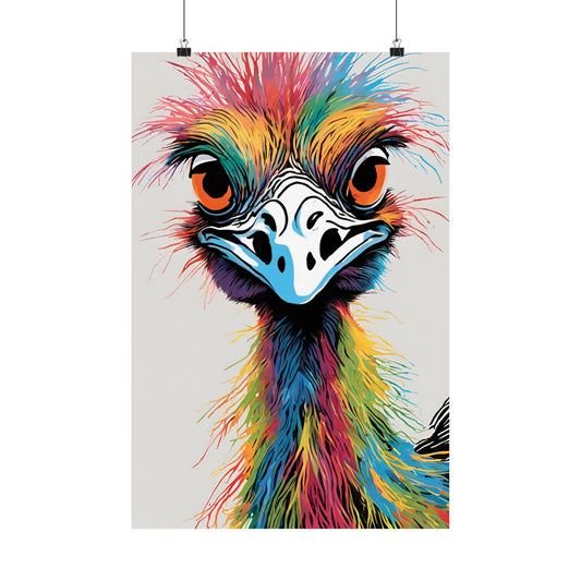 Multicolored Angry Emu 03 Matte Vertical Poster