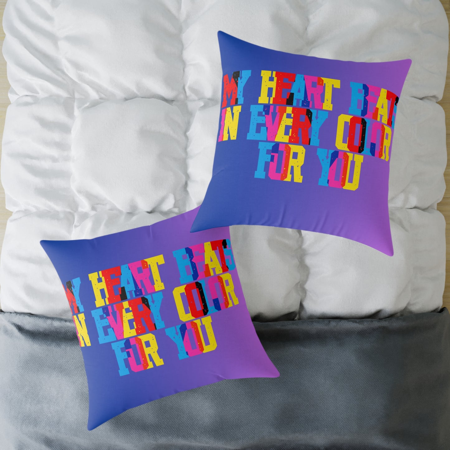 My Heart Beats In Every Color For You Poly Pillow