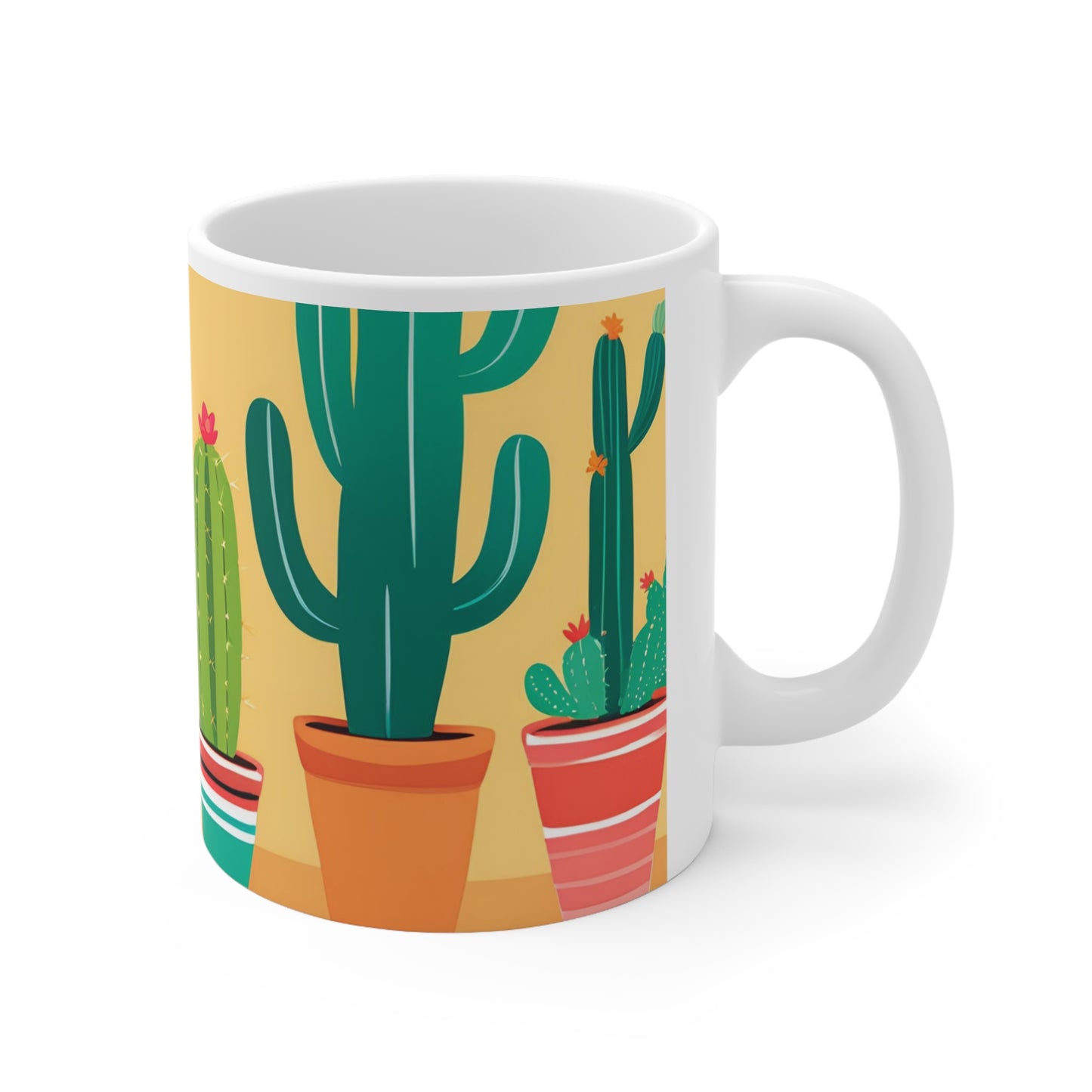 Playful Cacti 8 White Ceramic Mug 11oz