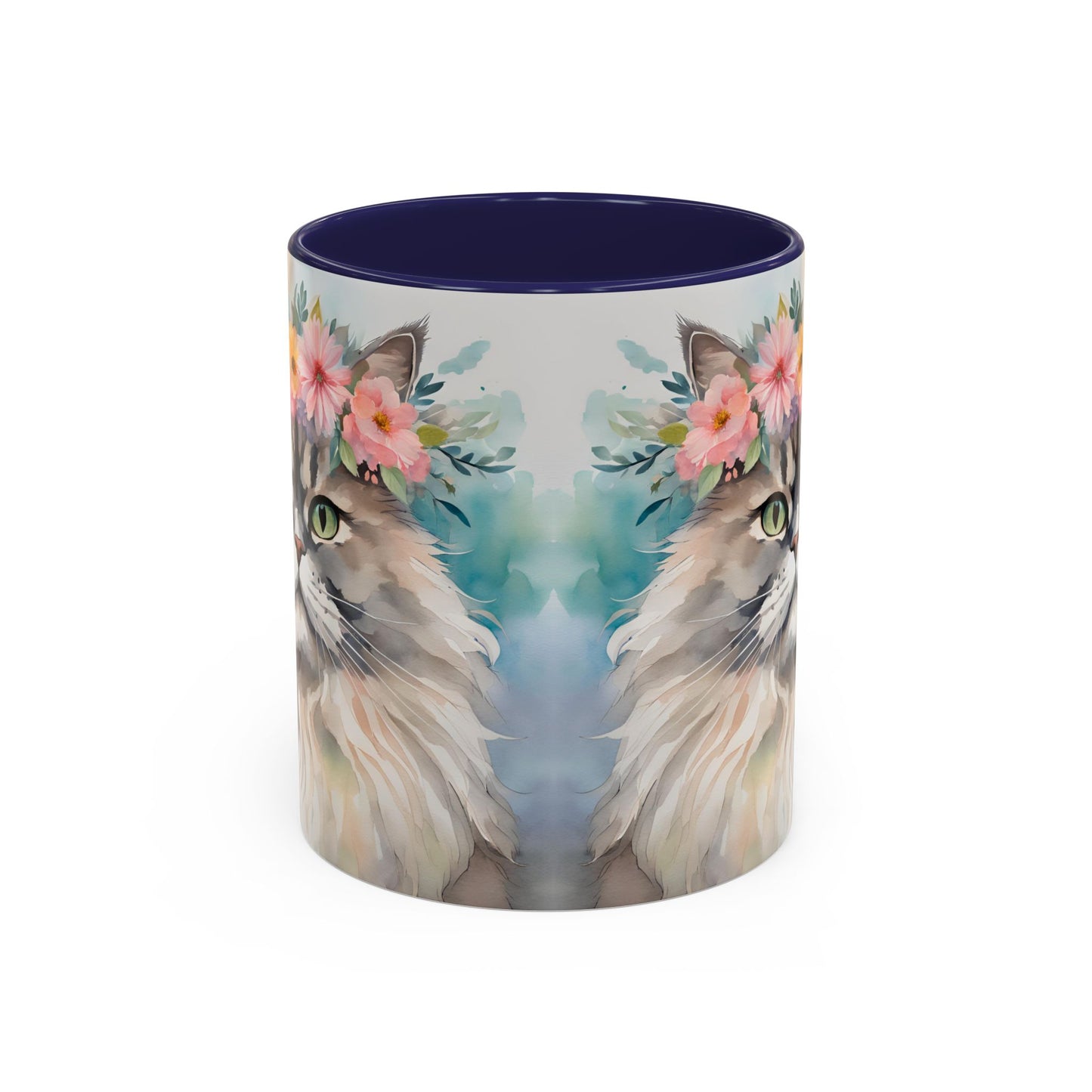 Floral Siamese Cat 01 Accent Coffee Mug - 11oz Perfect for Cat Lovers & Gifts