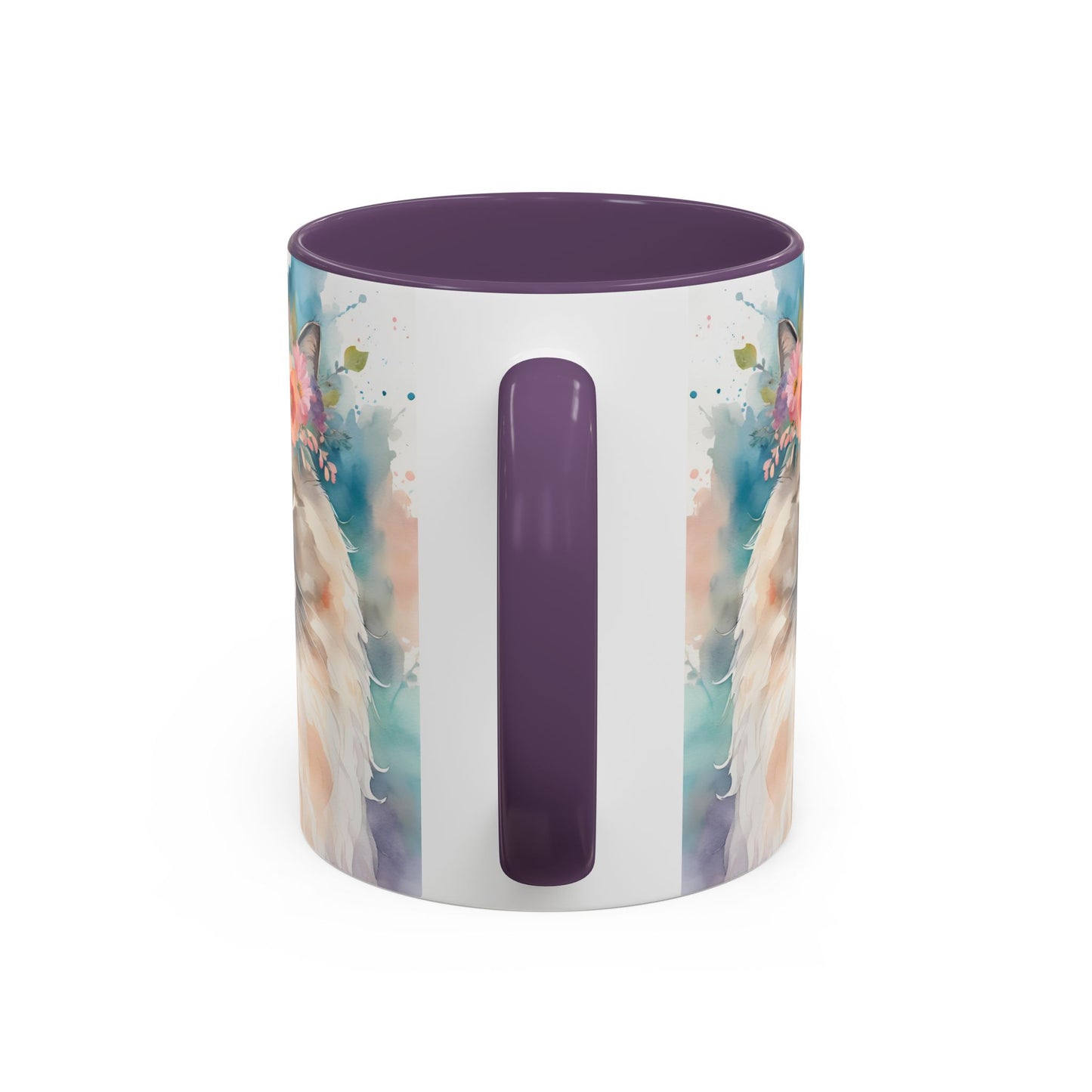 Floral Siamese Cat 01 Accent Coffee Mug - 11oz Perfect for Cat Lovers & Gifts