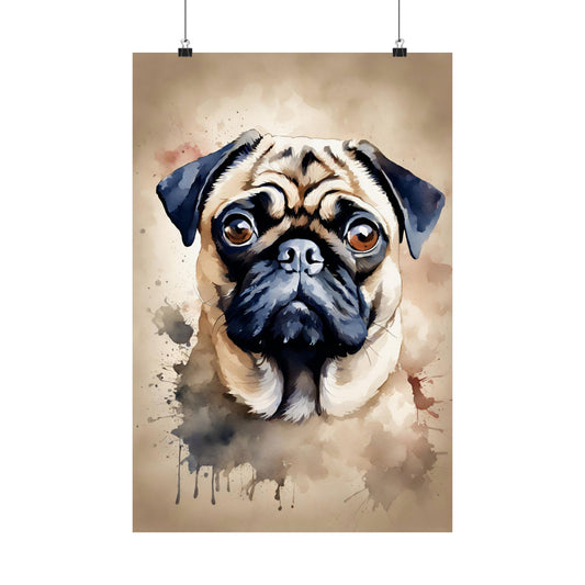 Dogs Pug 01 Matte Vertical Poster