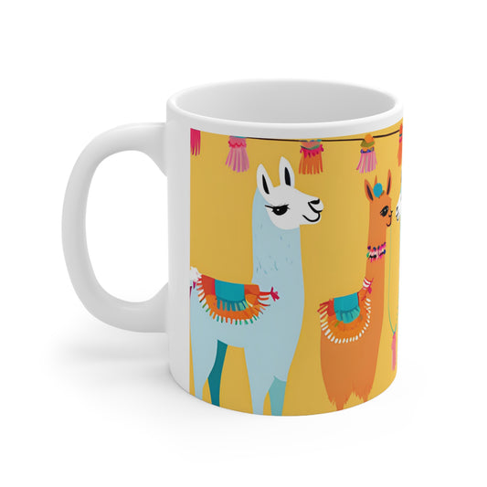 Playful Llama 6 White Ceramic Mug 11oz