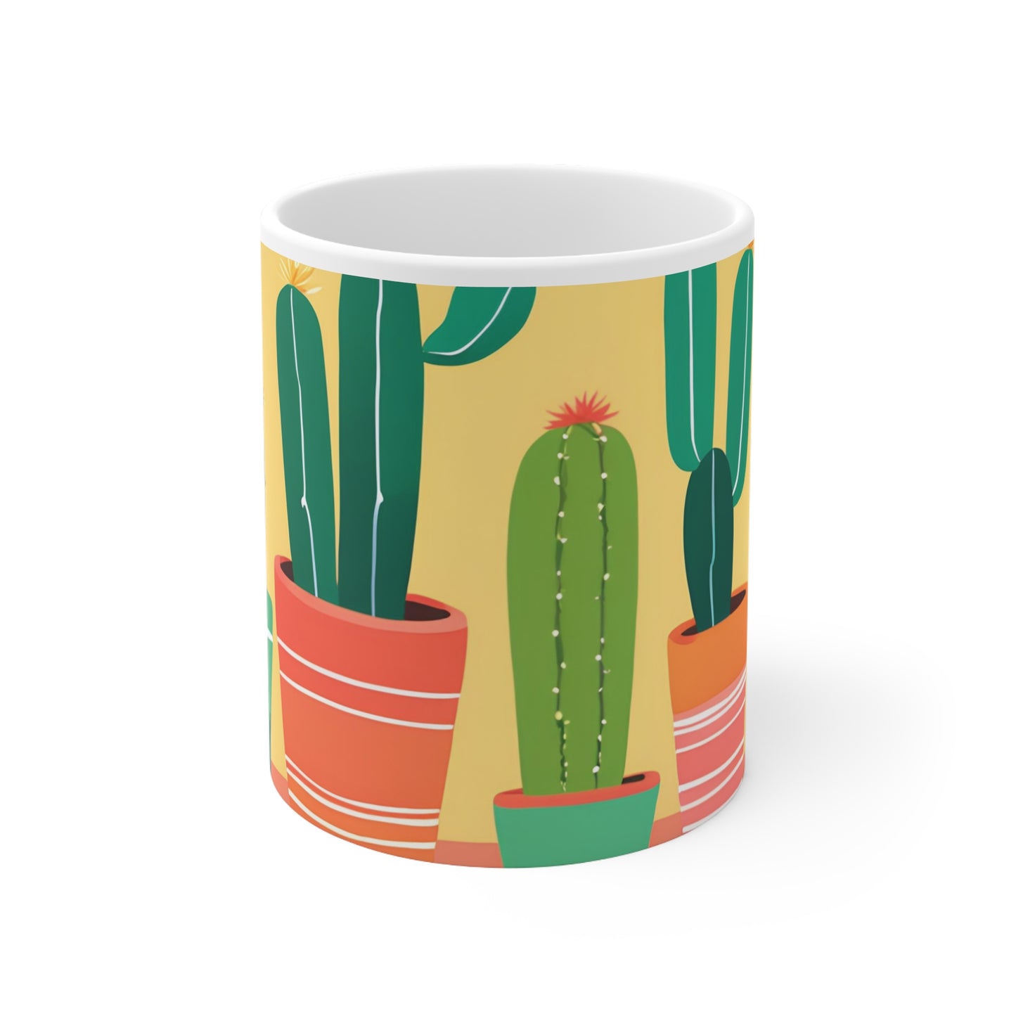 Playful Cacti 6 White Ceramic Mug 11oz