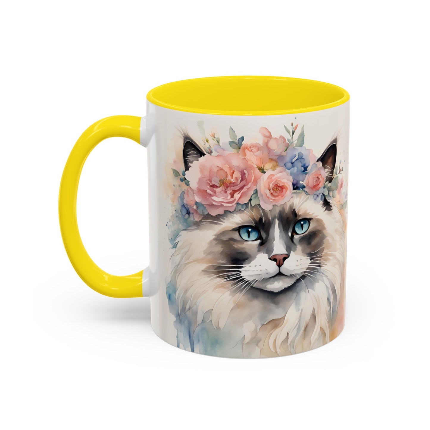 Floral Siamese Cat 04 Accent Coffee Mug - 11oz Perfect for Cat Lovers & Gifts
