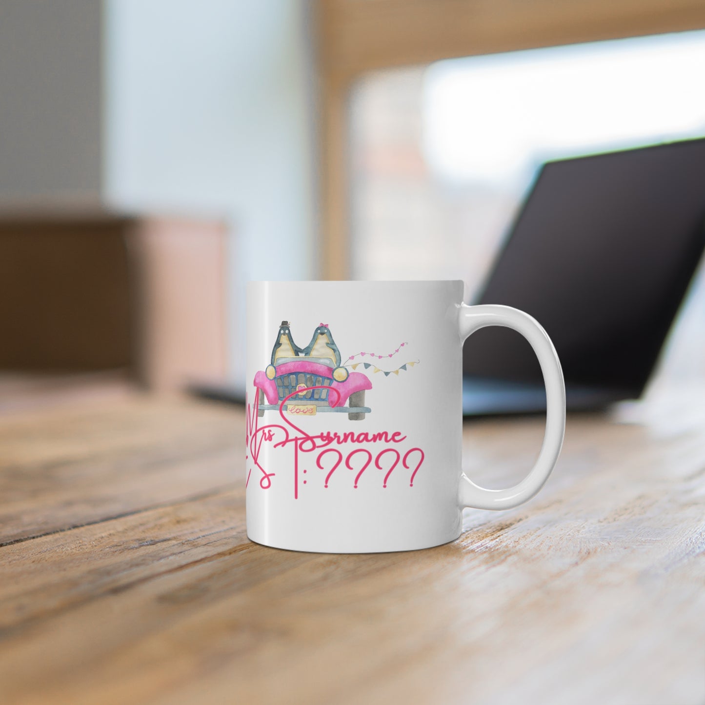 (Personalizable) Mrs/Mr (Surname) EST: (Date) Valentines Mug Ceramic 11oz