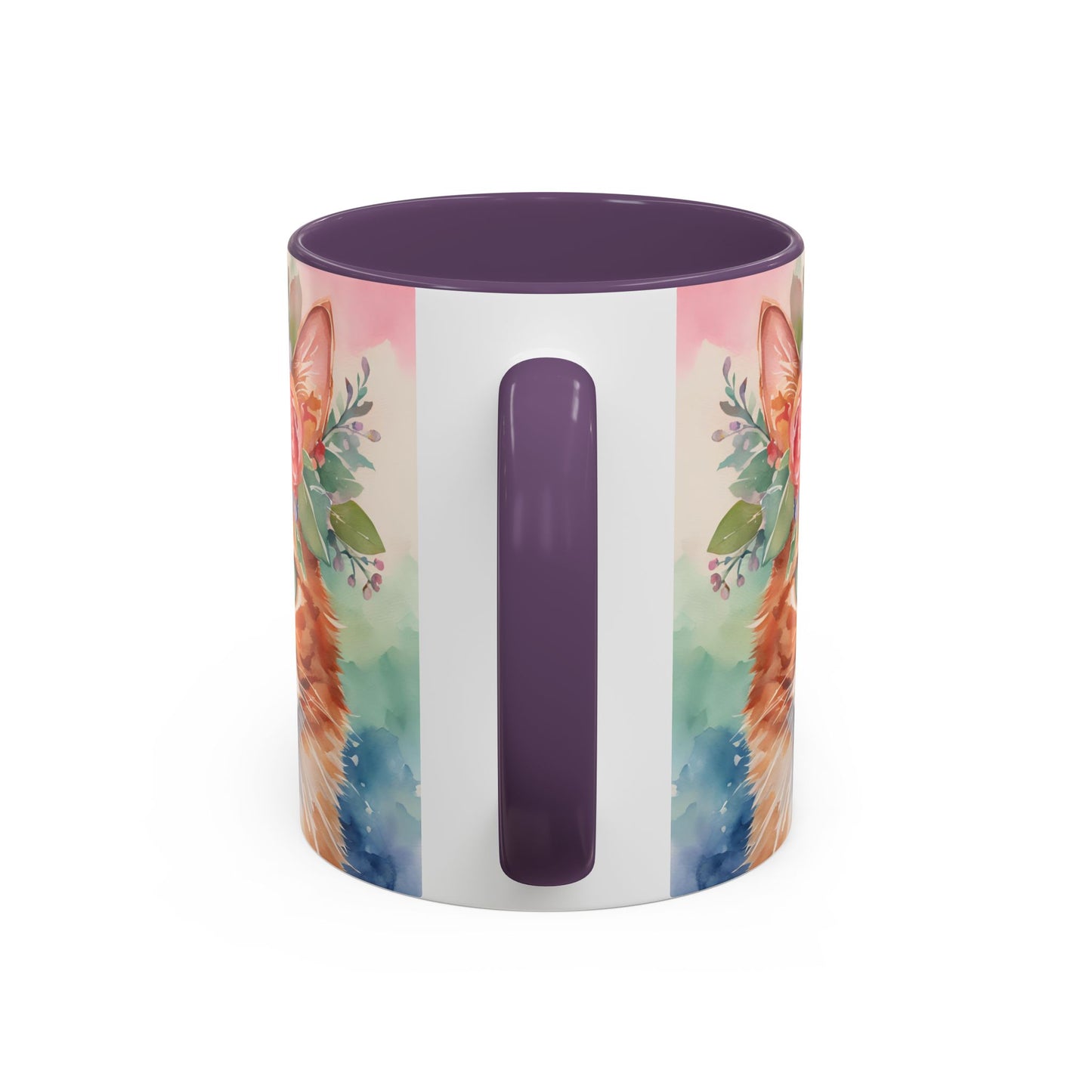 Floral Ginger Cat 01 Accent Coffee Mug - 11oz Perfect for Cat Lovers & Gifts