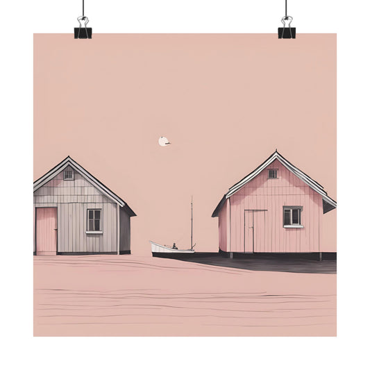 By The Sea Pink 7 Matte Square Posters