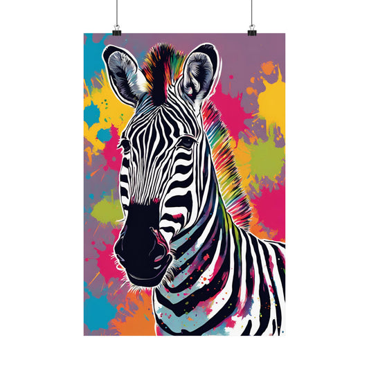 Multicolored Zebra 6 Matte Vertical Poster
