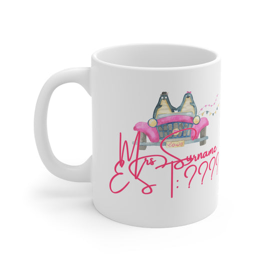 (Personalizable) Mrs/Mr (Surname) EST: (Date) Valentines Mug Ceramic 11oz