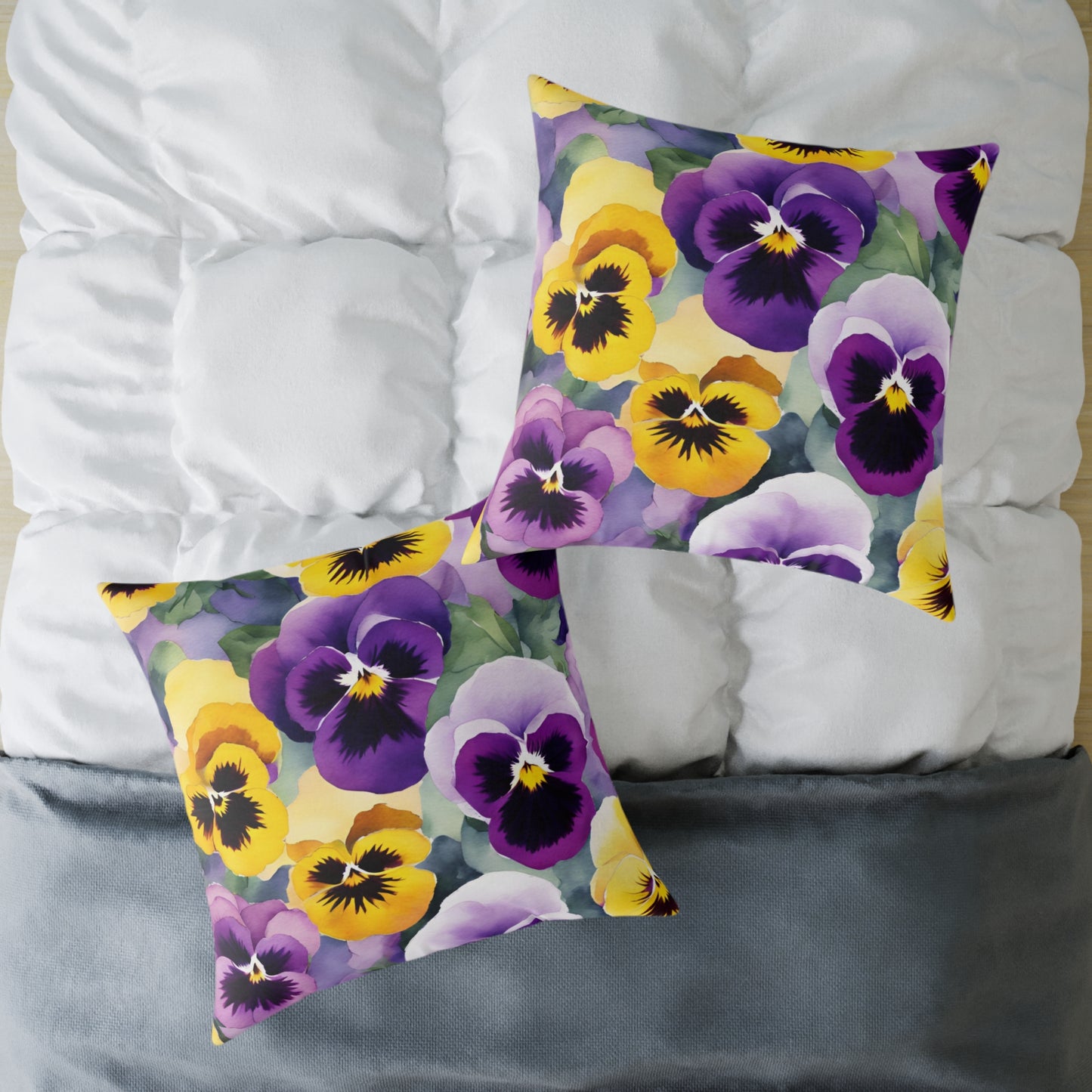 Pansies 01 Poly Pillow - Natures Beauty Design