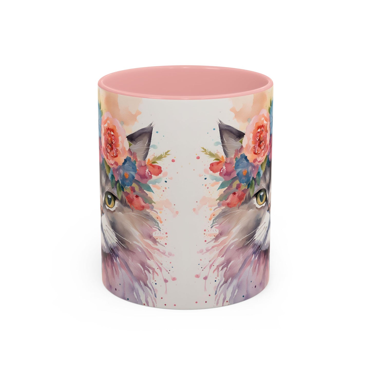 Floral Siamese Cat 03 Accent Coffee Mug - 11oz Perfect for Cat Lovers & Gifts