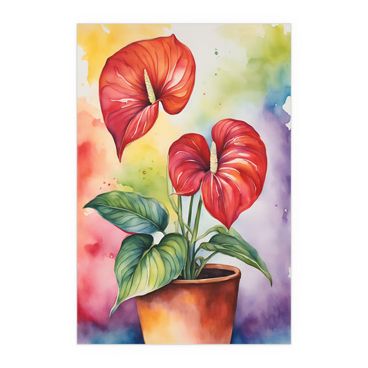 Multicolored Pot Plant 5 Indoor and Outdoor Silk Poster
