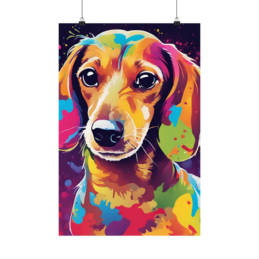 Multicolored Dachshund 4 Matte Vertical Poster