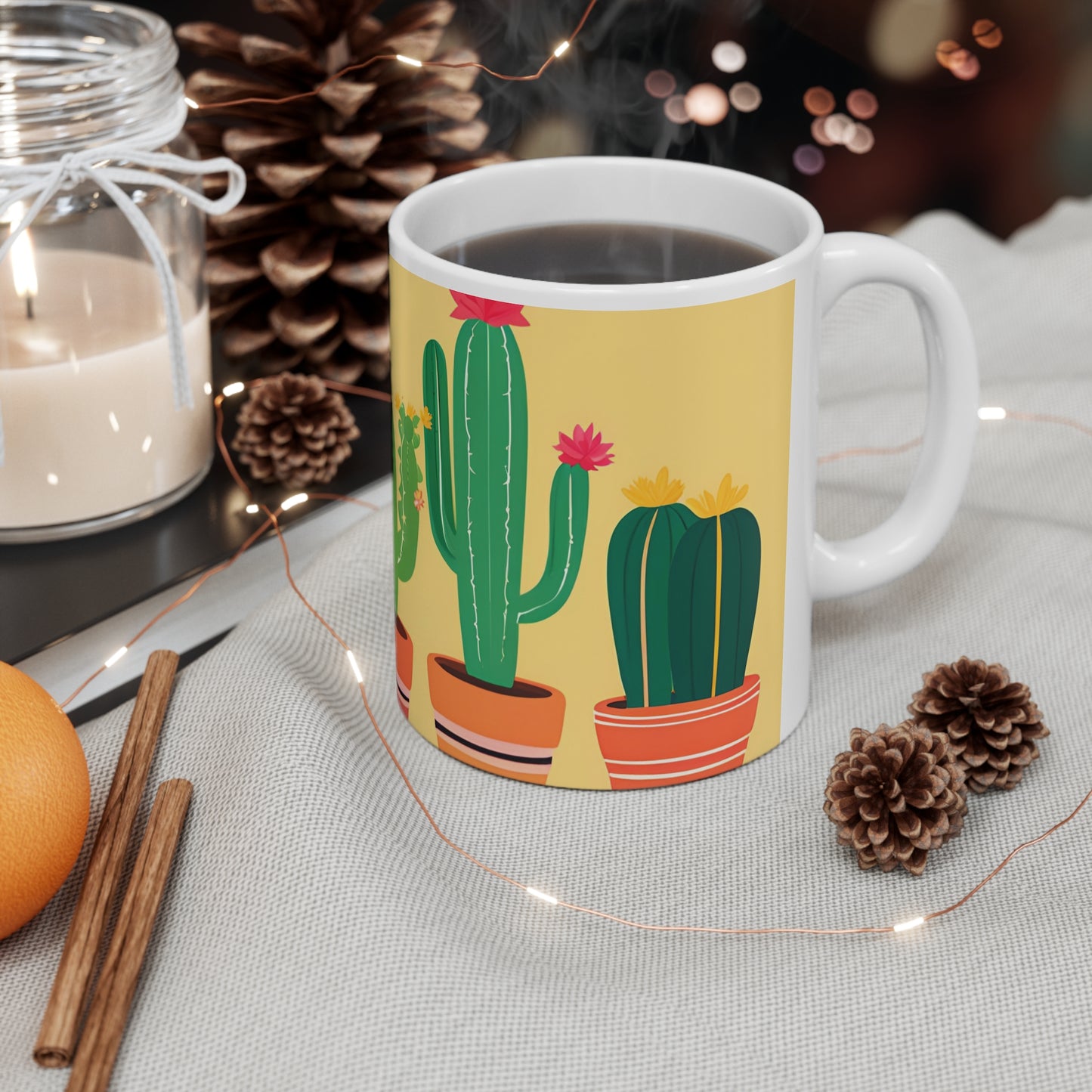 Playful Cacti 7 White Ceramic Mug 11oz