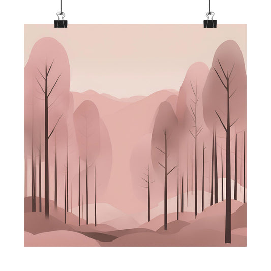 Lonely Forest Pink 26 Matte Square Posters