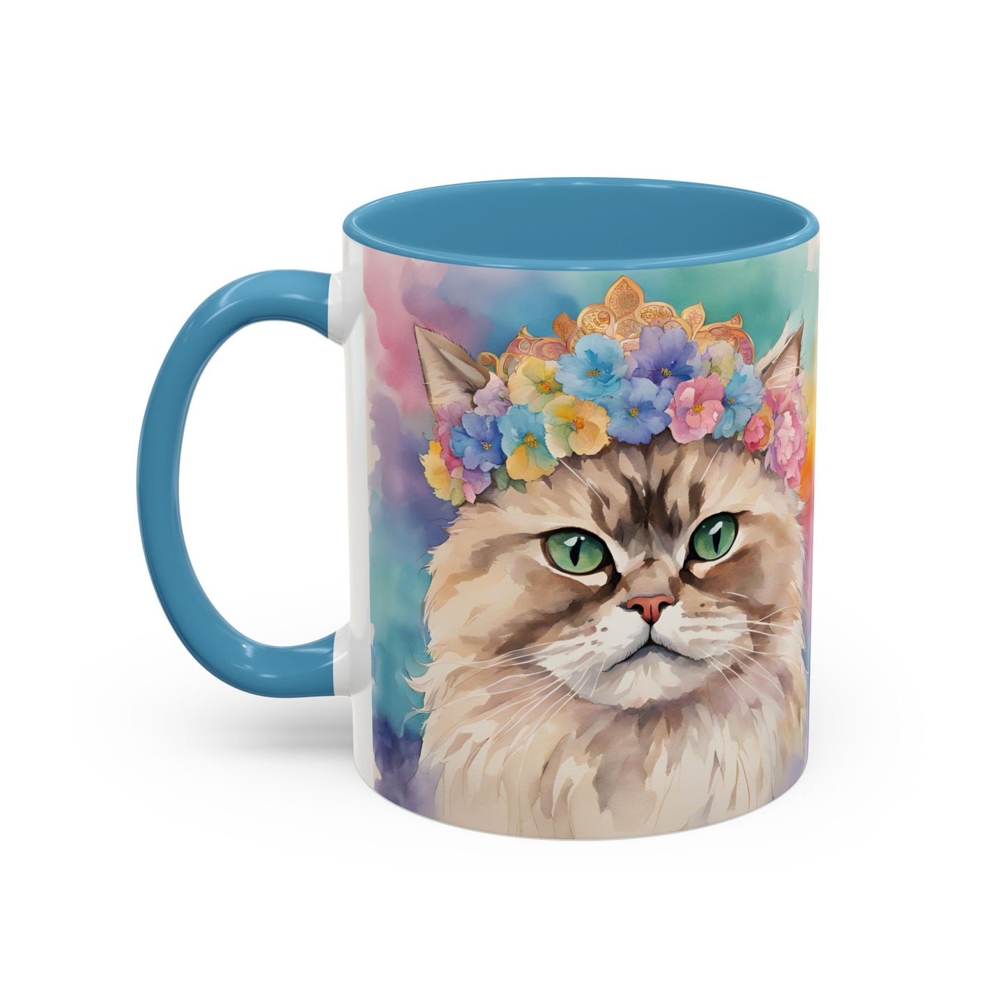 Floral Siamese Cat 02 Accent Coffee Mug - 11oz Perfect for Cat Lovers & Gifts