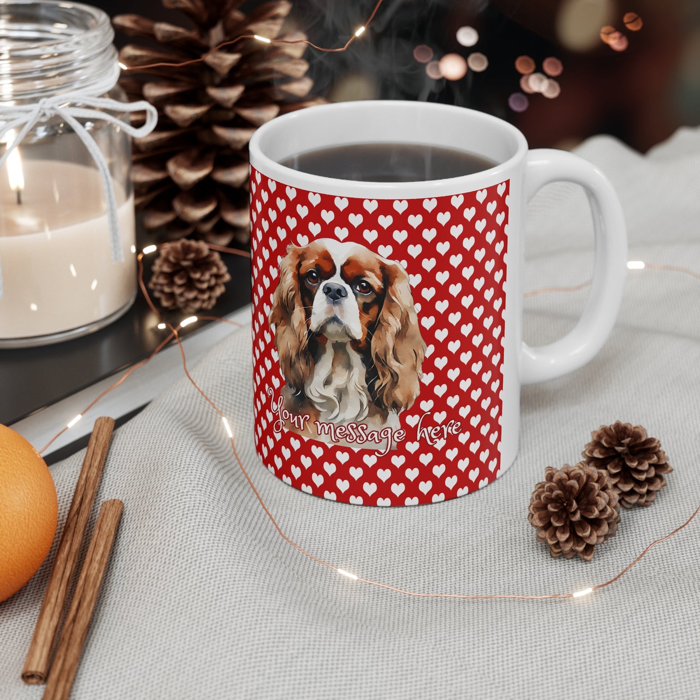 Personalized Pet Lovers Cavalier King Charles Spaniel Valentines Mug Ceramic 11oz