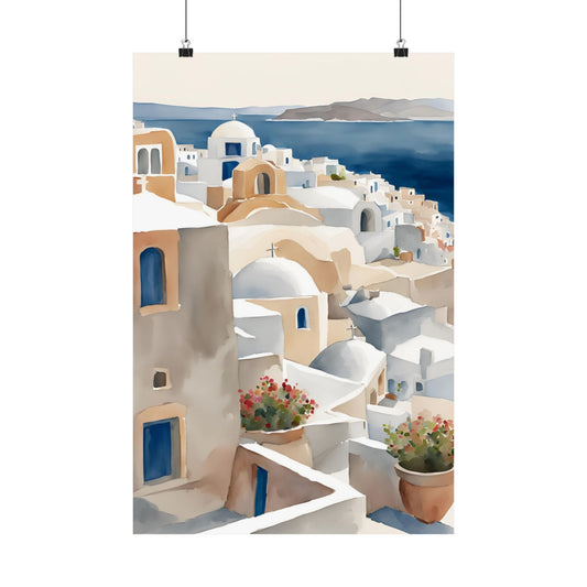 Abstract Greek rooftops 3 Matte Vertical Poster