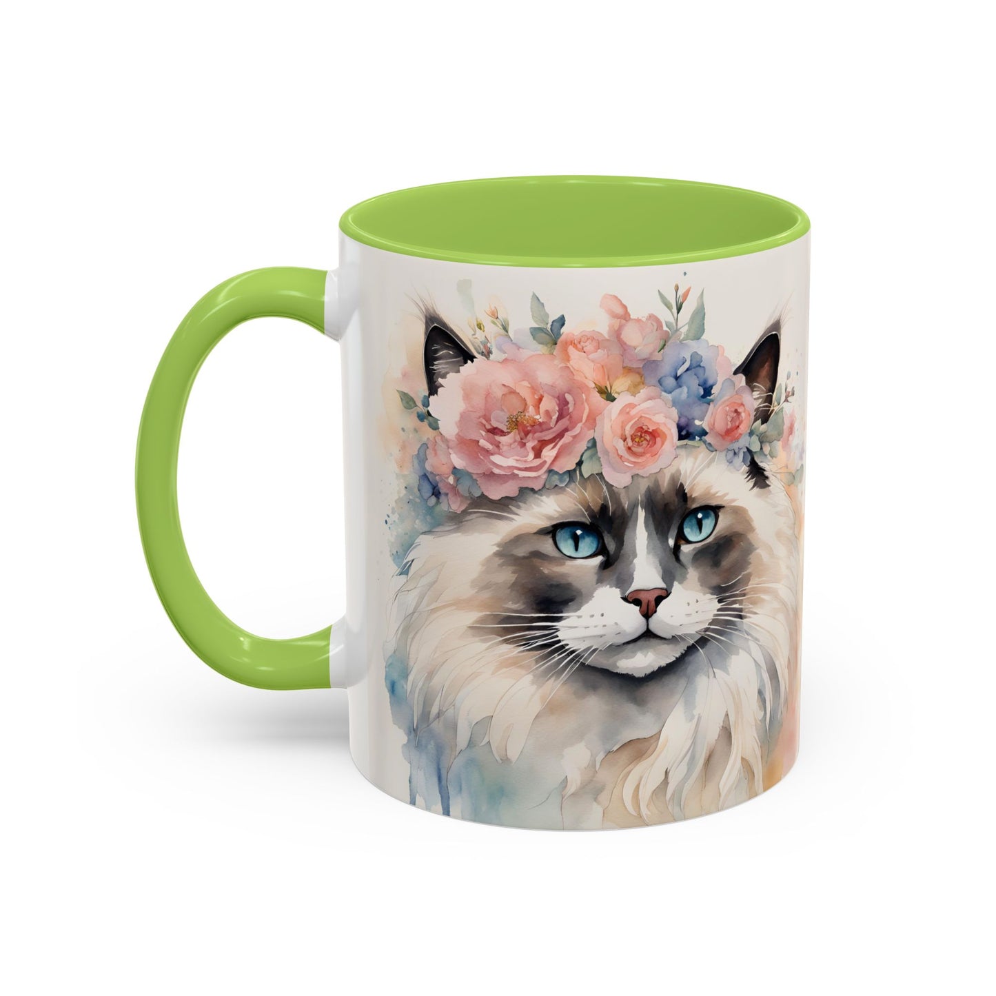 Floral Siamese Cat 04 Accent Coffee Mug - 11oz Perfect for Cat Lovers & Gifts