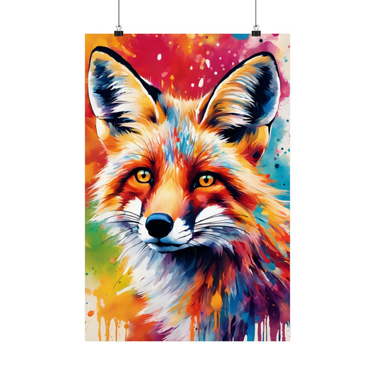 Multicolored Fox 3 Matte Vertical Poster