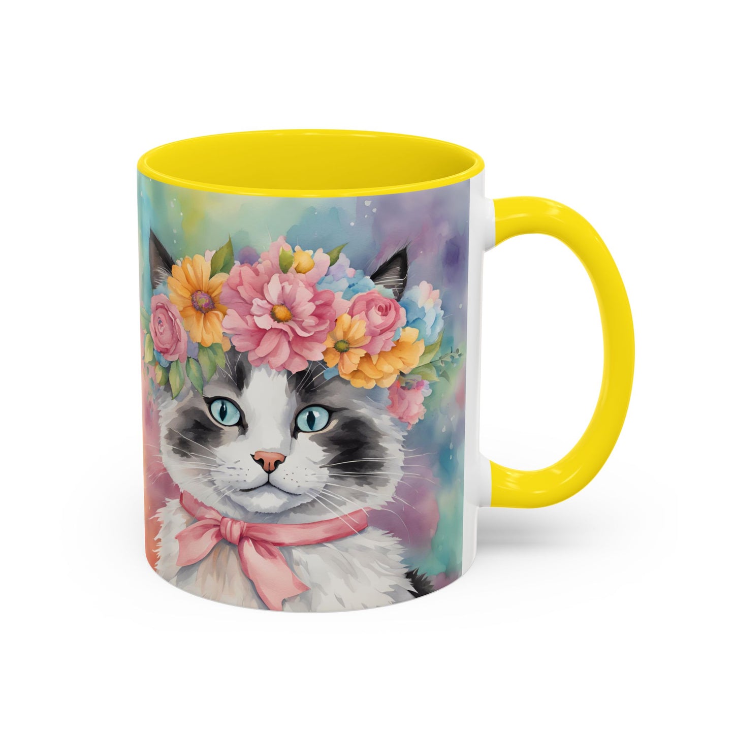 Floral Rag Doll Cat 04 Accent Coffee Mug - 11oz Perfect for Cat Lovers & Gifts