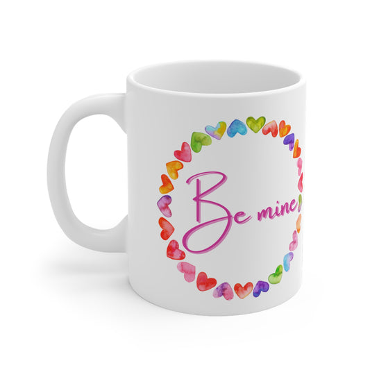 Be Mine Multicolor Hearts Valentines Mug Ceramic 11oz