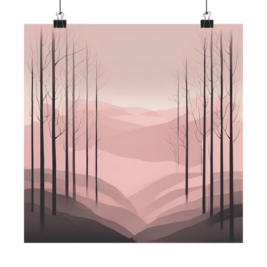 Lonely Forest Pink 23 Matte Square Posters