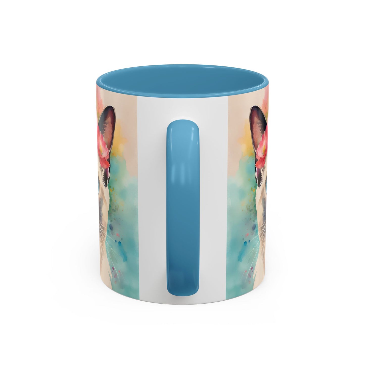 Floral Siamese Cat 04 Accent Coffee Mug - 11oz Perfect for Cat Lovers & Gifts