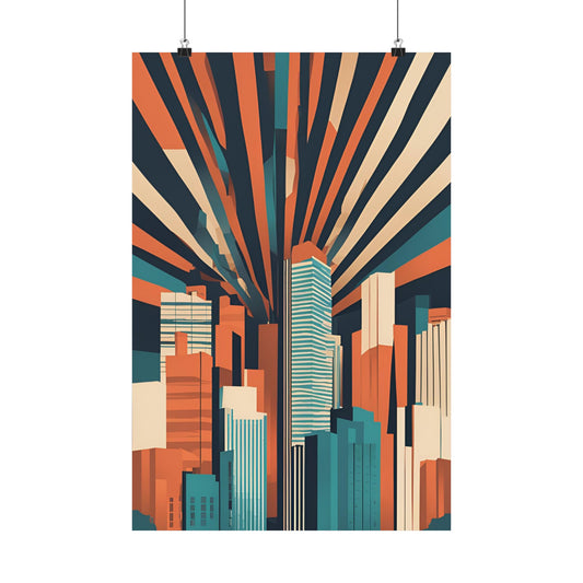 Retro cityscape 2 Matte Vertical Posters